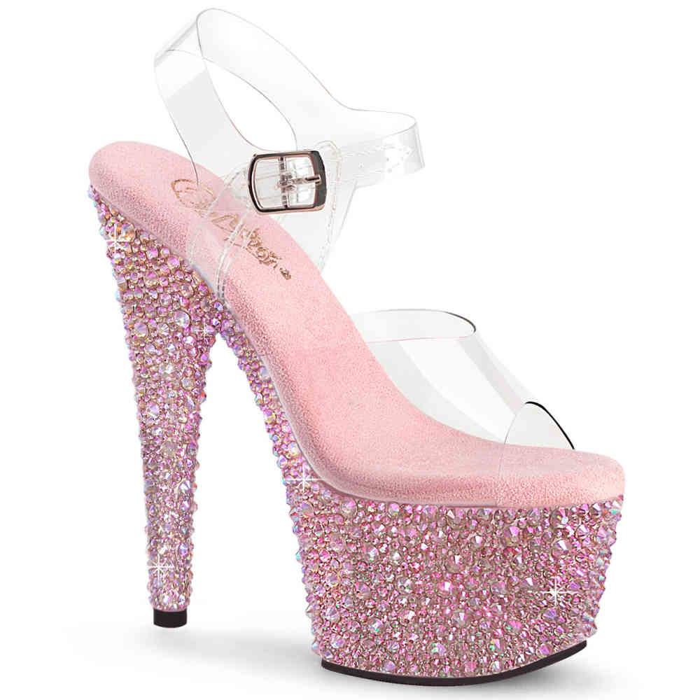 Pleaser - BEJEWELED708MS Sandale à bride à la cheville - Transparent/Rose Product image